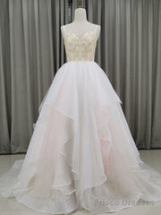 Unique Sweetheart Neck Tulle Long Prom Dresses, Tulle Graduation With Beading Sequin