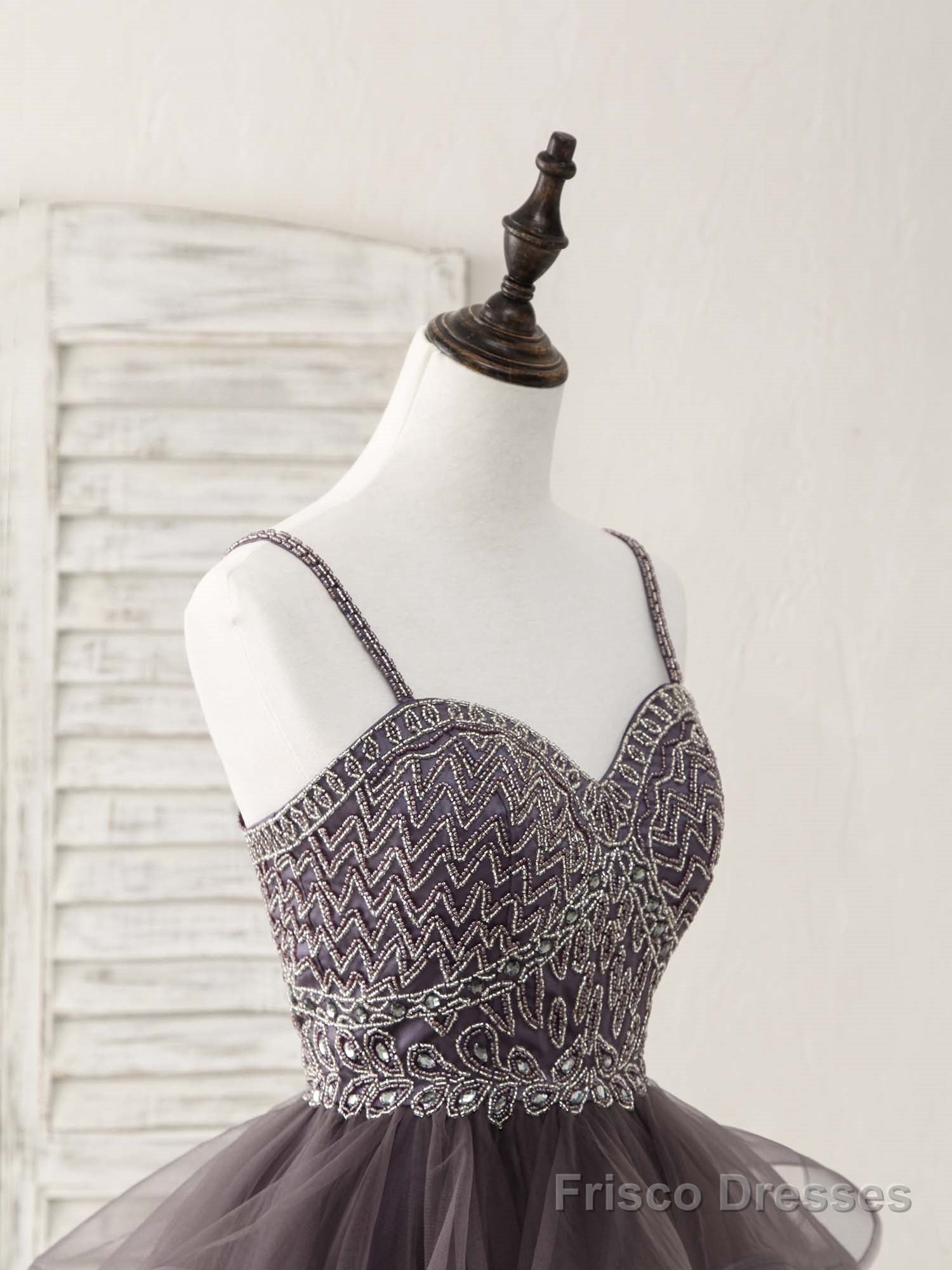 Unique Sweetheart Tulle Beads Short Prom Dress Cute Homecoming Dress