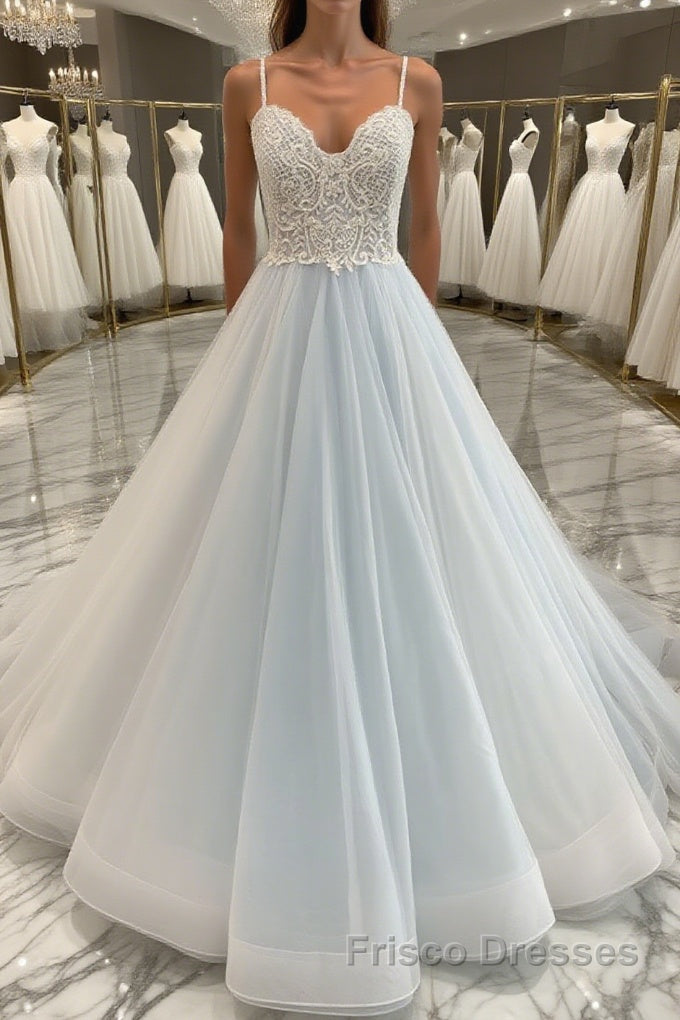 Unique sweetheart tulle lace long Formal Prom Dresses, lace evening Dresses Main image