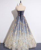 A-Line Tulle Lace Long Prom Dress, Tulle Lace Formal Graduation Party Dress