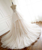 Unique Tulle Lace Long Formal Prom Dress, Tulle Lace Wedding Dress