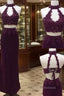 Unique Two Pieces Lace Applique Long Formal Prom Dress, Lace Evening Dress