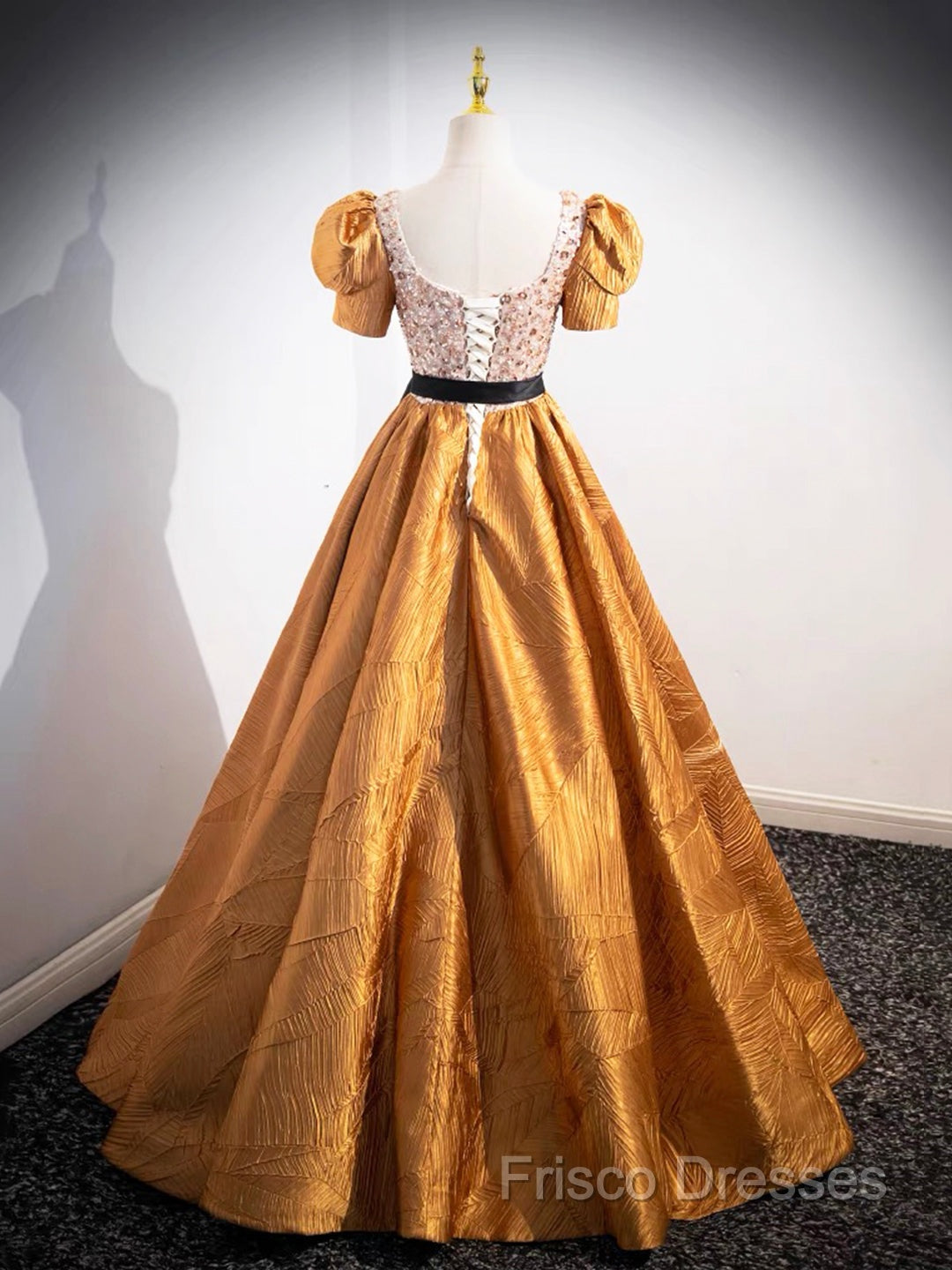 Unique V-Neck Beaded Floor Length Formal Prom Dress, Beautiful A-Line Short Sleeve Party Dress