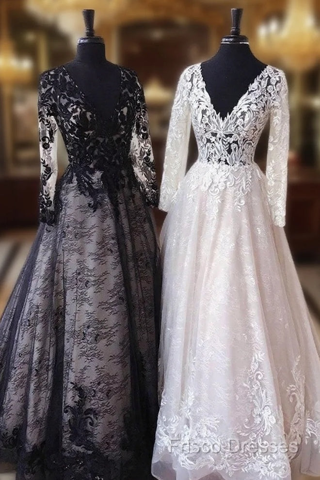 Unique V Neck Lace Tulle Long Formal Prom Dress Lace Formal Dress