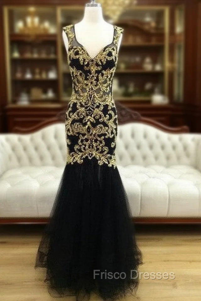 Unique V Neck Sequin Mermaid Long Formal Prom Dress, Formal Dress Main image