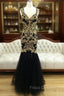 Unique V Neck Sequin Mermaid Long Formal Prom Dress, Formal Dress