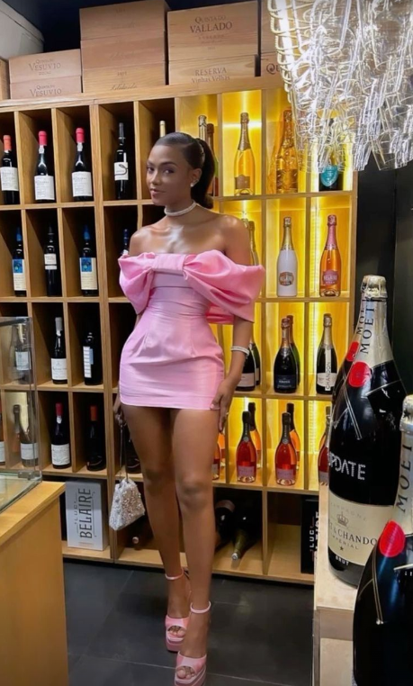 Trendy Pink Off The Shoulder Short Prom Dress,Homecoming Dress Main image