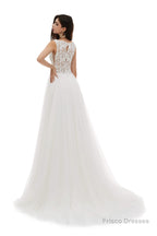 V-Neck Beaded Lace Beaded Applique Tulle Wedding Dresses