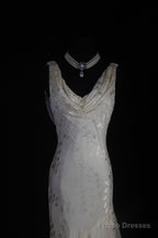 V-Neck Chiffon Beaded Long Prom Dress Simple Mermaid Wedding Dress