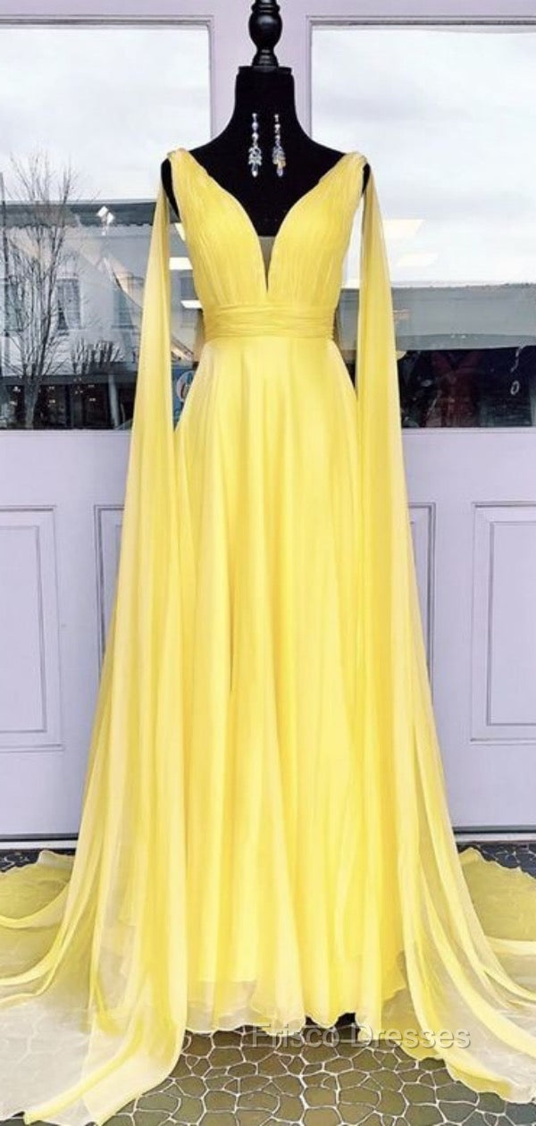 V-neck Chiffon Long Formal Prom Dress, A-line Formal Prom Dress Secondary image