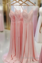 V Neck Chiffon Long Formal Prom Dress Long Bridesmaid Formal Evening Dress