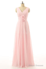 V-Neck Chiffon With Flower(S) Bridesmaid Dresses