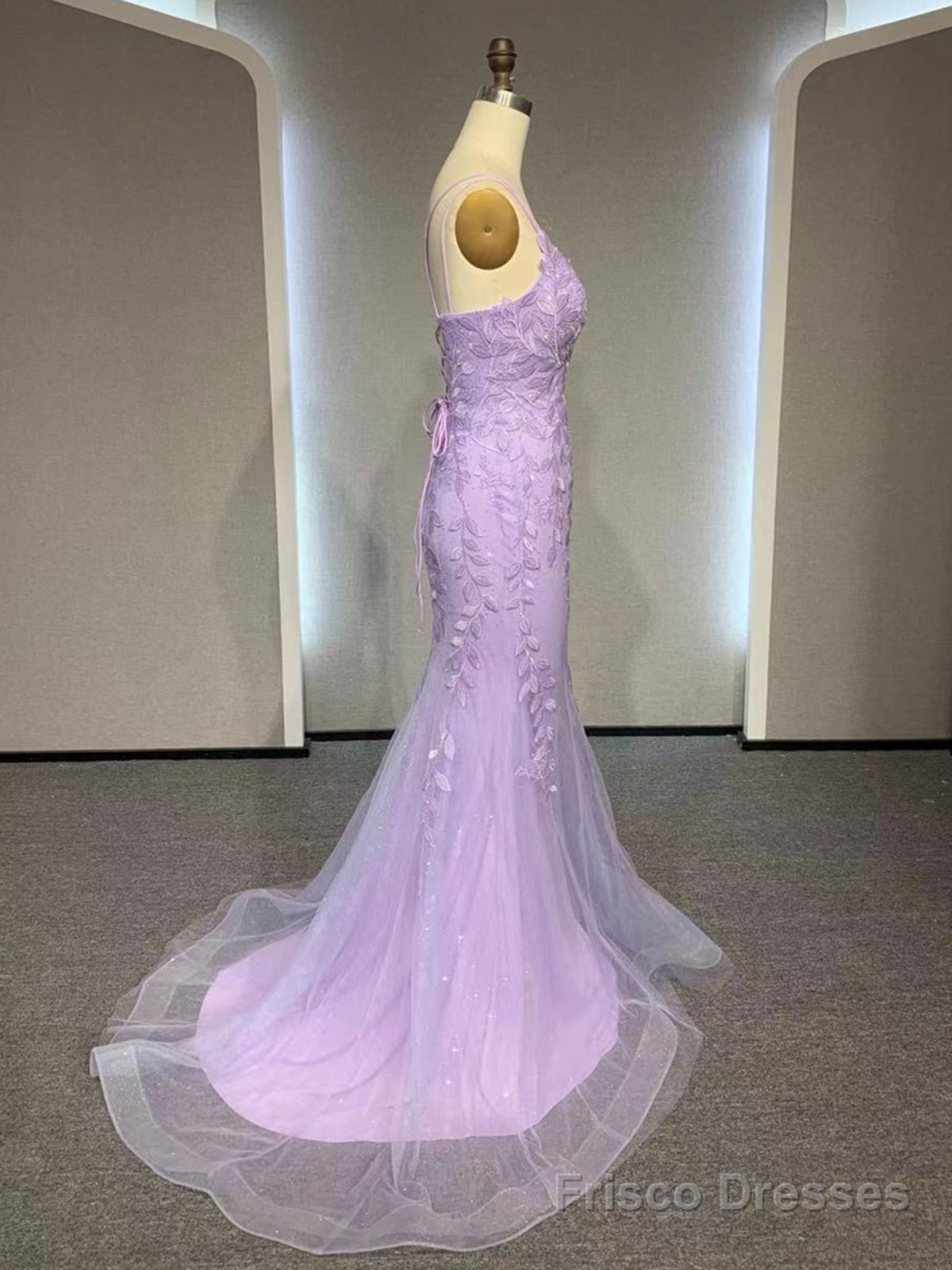 V Neck Mermaid Purple Lace Prom Dresses, V Neck Mermaid Purple Lace Formal Evening Dresses