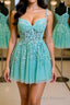 V Neck Mint Green Lace Short Formal Prom Dresses, Mint Green Lace Homecoming Dresses, Mint Green Formal Evening Dresses