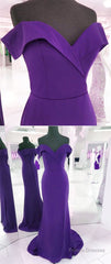 V-Neck Off Shoulder Long Burgundy Mermaid Prom Dresses Leg Split