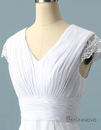 V Neck Ombre Formal Prom Dress, A Line Wedding Party Gown