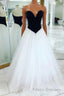 V Neck Open Back Black Velvet Top White Long Formal Prom Dresses, V Neck Black and White Formal Evening Dresses