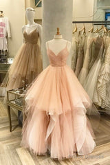 V Neck Organza Ruffles Princess Wedding Gowns  Sexy