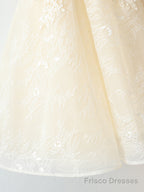 V Neck Short Champagne Lace Prom Dresses, Short Champagne Lace Formal Homecoming Dresses