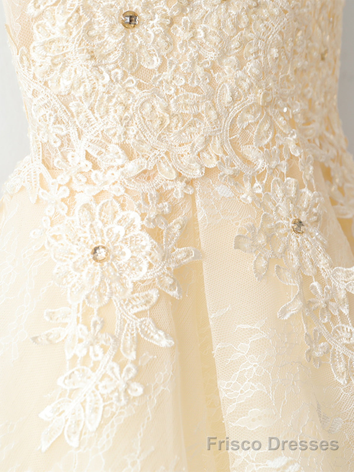 V Neck Short Champagne Lace Prom Dresses, Short Champagne Lace Formal Homecoming Dresses