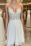 V Neck Short Lace Formal Prom Dresses, Cute Short V Neck Lace Formal Homecoming Dresses
