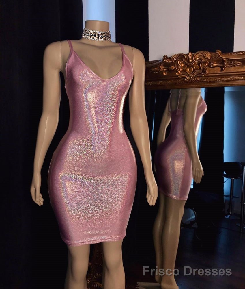 V-neck Spaghetti Shinning Mini Homecoming Dresses Secondary image