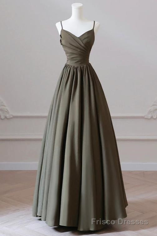 V-neck Spaghetti Strap Floor Length Prom Dress A-Line Backless Evening Party Dress Main image
