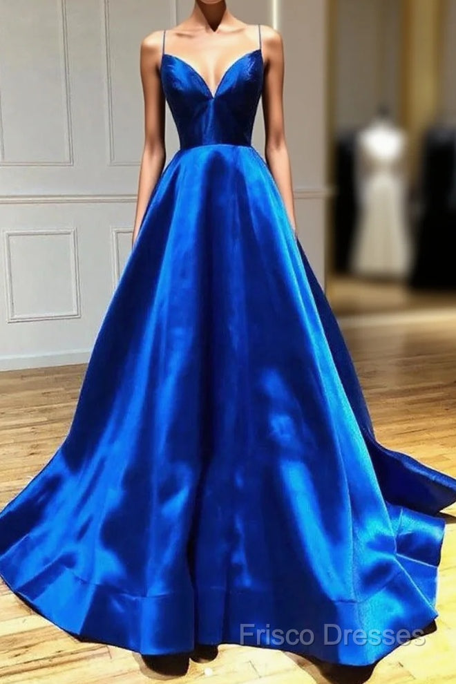 V-Neck Spaghetti Straps Criss-Cross Back Formal Prom Dress Formal Dress