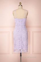 V-Neck Spaghetti Straps Lace Short Bridesmaids Dress
