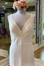 V-Neck Square Back Long Bridal Gown