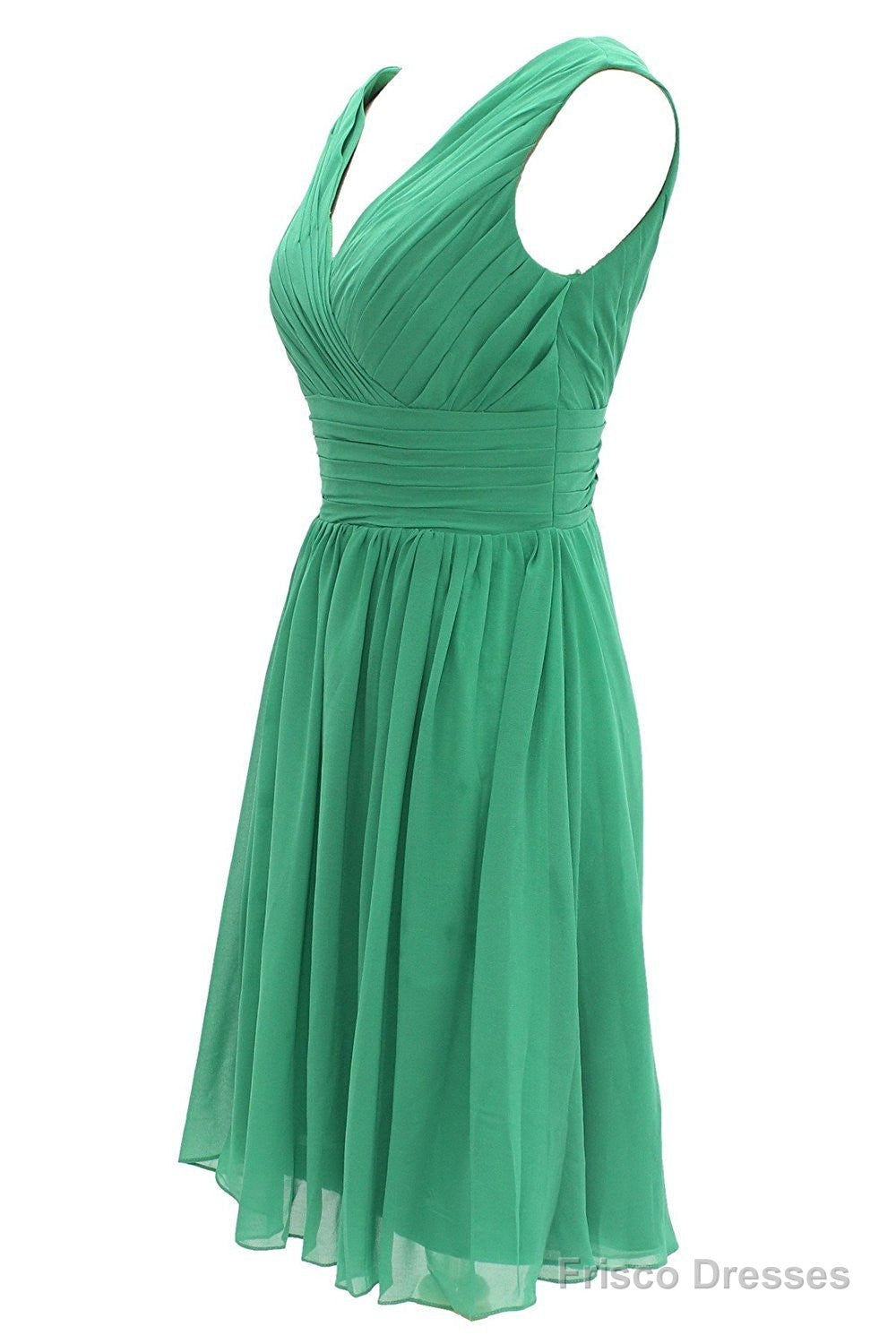 V Neck Watermelon Chiffon Short Bridesmaid Dress Secondary image