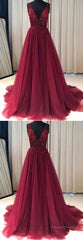 V Neckline Prom Dress Long , Evening Dress, Formal Dresses, Graduation School Party Dance Dress