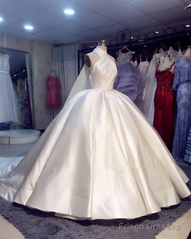 Vintage 1950S Style Satin Ball Gowns Wedding Dresses Halter Top