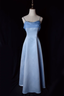Vintage A Line Spaghetti Straps Blue Long Prom Dresses