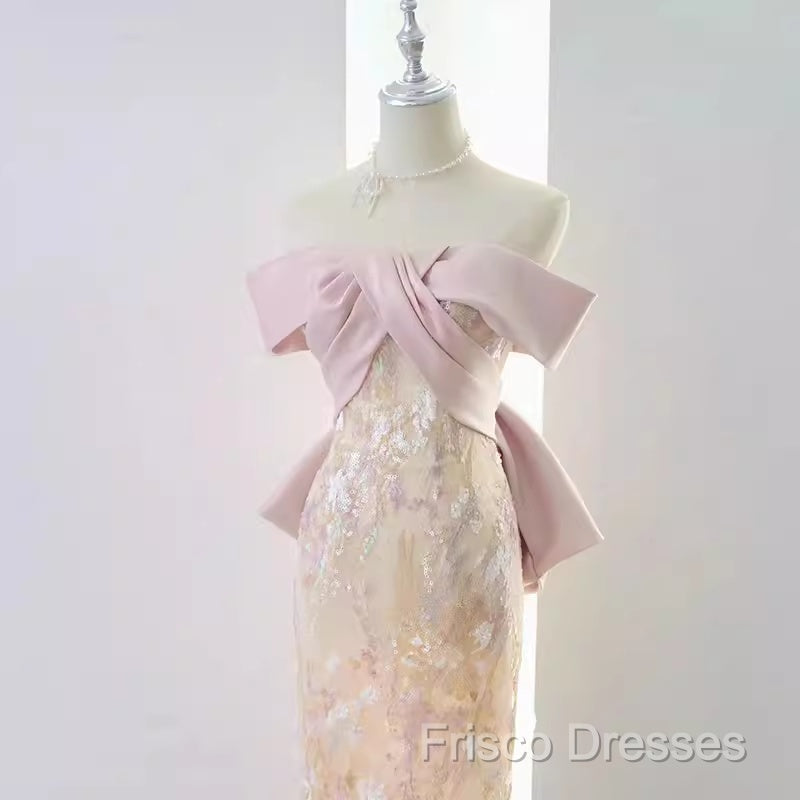 Vintage A Line Strapless Party Dress Pink Formal Prom Dress Secondary image
