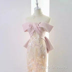 Vintage A Line Strapless Party Dress Pink Formal Prom Dress