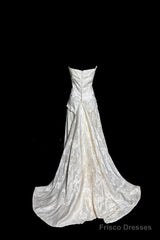 Vintage A Line Strapless White Lace Prom Gown Fairy Prom Dresses