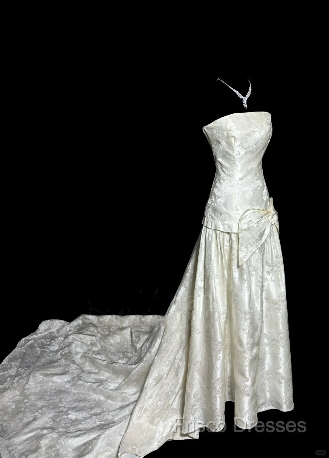 Vintage A Line Strapless White Lace Formal Prom Gown Fairy Formal Prom Dress
