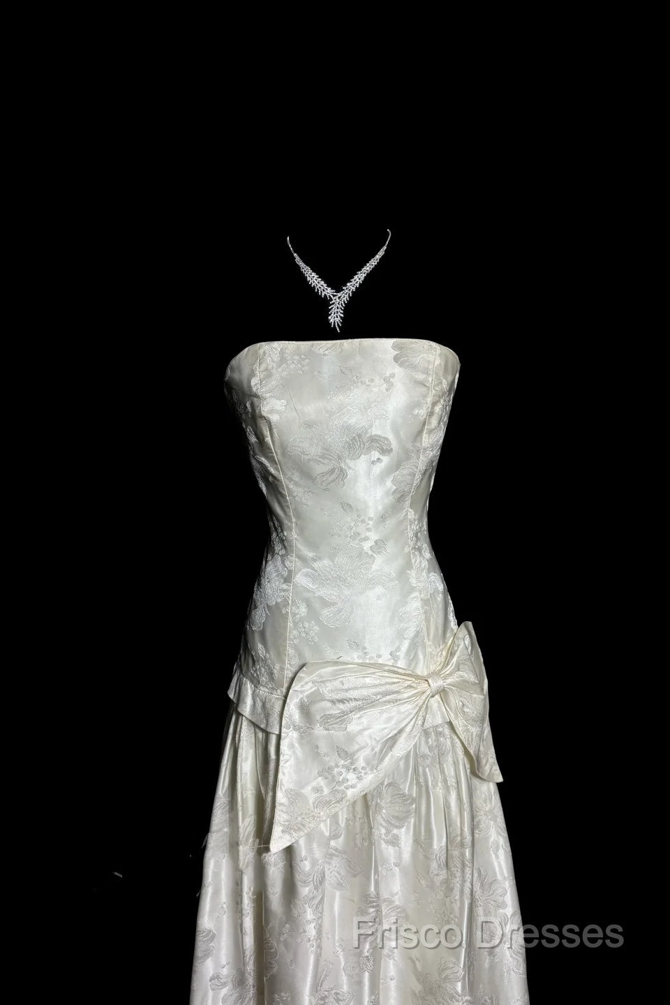 Vintage A Line Strapless White Lace Formal Prom Gown Fairy Formal Prom Dress