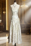 Vintage A Line Strapless White Lace Formal Prom Gown Fairy Formal Prom Dress