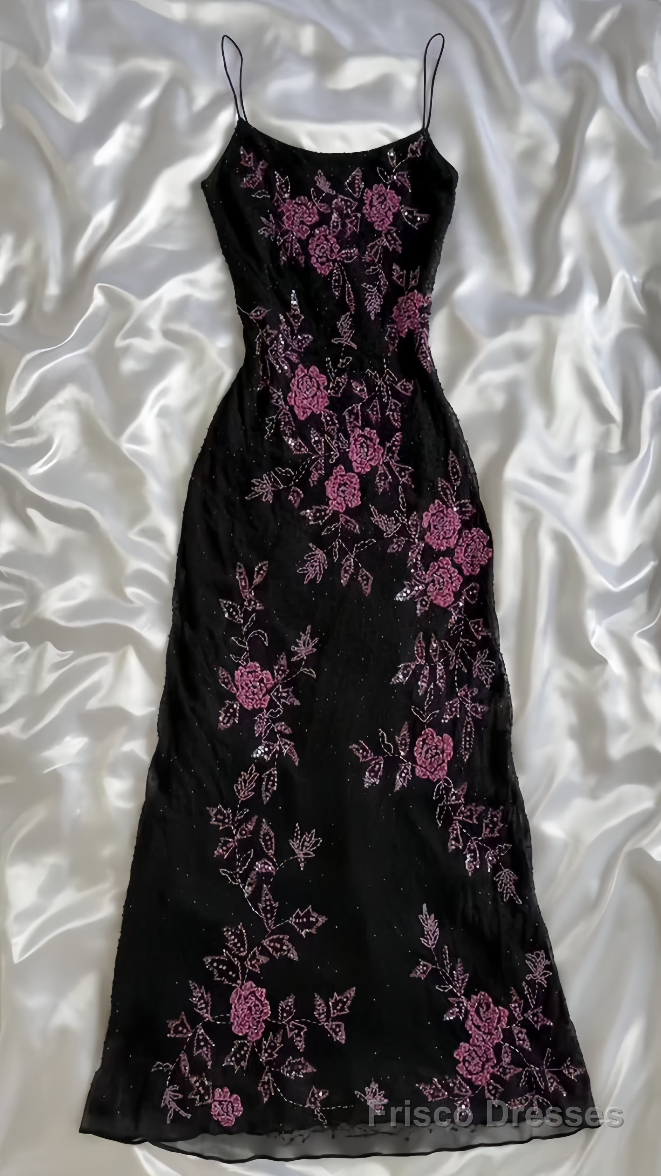 Vintage A line Straps Black Lace Prom Dresses 22th Birthday