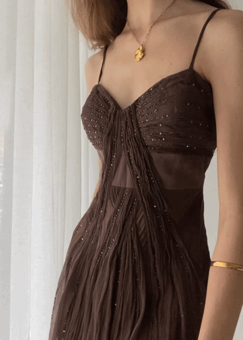 Vintage A Line Straps Floor Length Brown Prom Dresses Secondary image