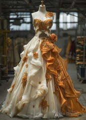 Vintage A-Line Sweetheart Chiffon Beaded Long Prom Dress Strapless Applique Wedding Dress Evening Dress