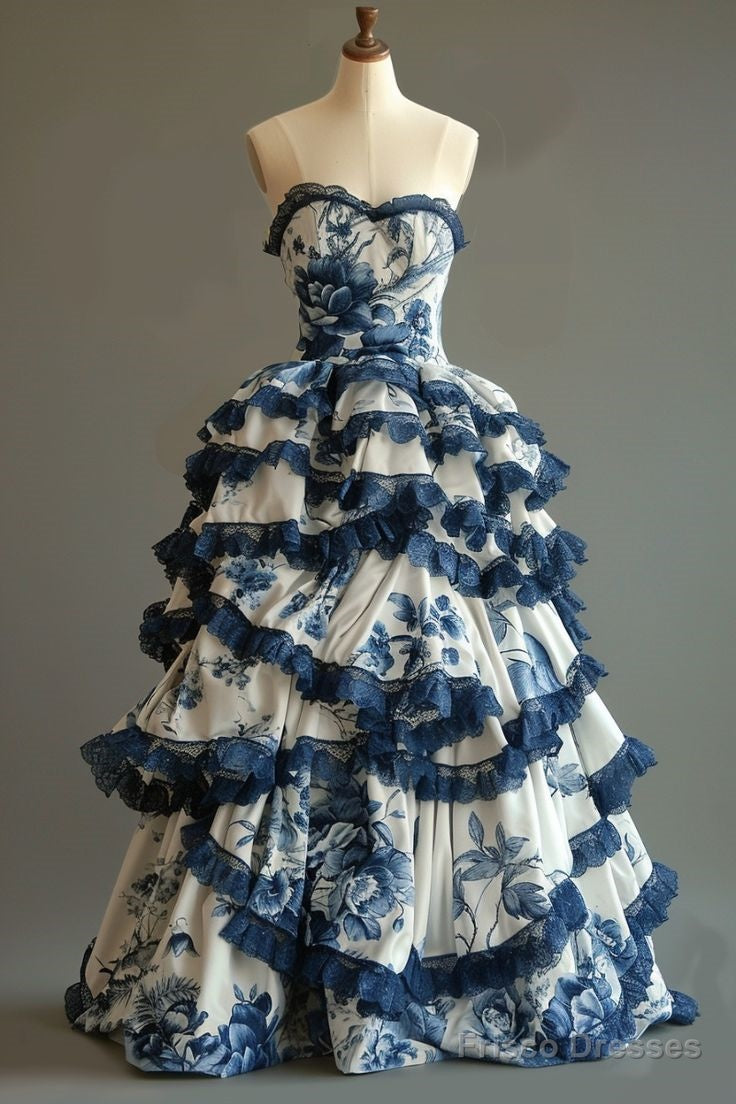 Vintage A-Line Sweetheart Chiffon Lace Long Prom Dress Elegant Layed Floral Wedding Dress Secondary image