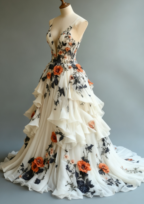 Fairytale A-Line Wedding Dress Œ¸Chiffon 3D Applique Evening Dress