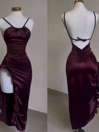 Vintage Backless Ruffle Asymmetrical Midi Length Party Dress