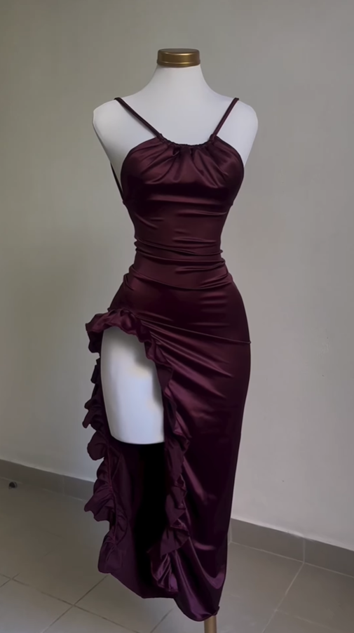 Vintage Backless Ruffle Asymmetrical Midi Length Party Dress Main image