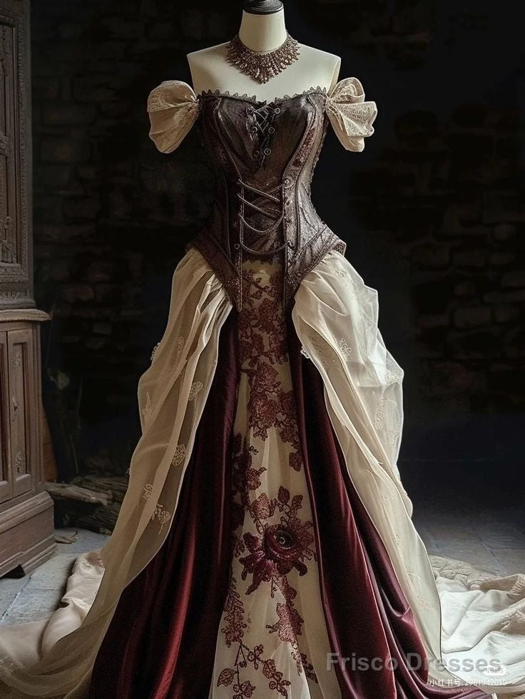 Vintage Ball Gown Off The Shoulder Long Party Dress Satin Prom Dresses Main image
