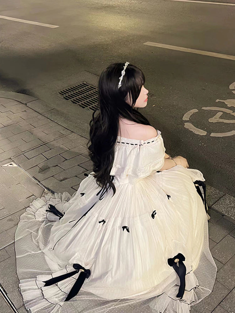 Vintage Ball Gown Off The Shoulder White Chiffon Summer 18Th Birthday Dress Lolita Dress Birthday Outfits Secondary image