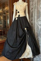 Vintage Ball Gown Sleeveless Long Black Formal Dress Formal Prom Dress
